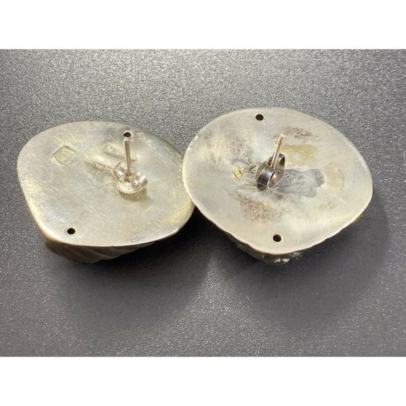 PATRICIA VON MUSULIN Sterling Silver Shell Shape Earrings Vintage Signed - Picture 4 of 6